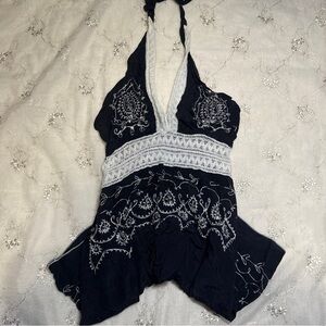 vintage y2k crochet halter mini dress / tank – coconut pier collection best s/m